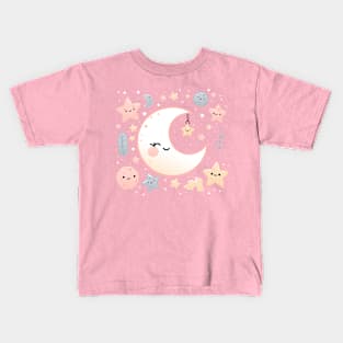Pastel Moons and Stars Kids T-Shirt